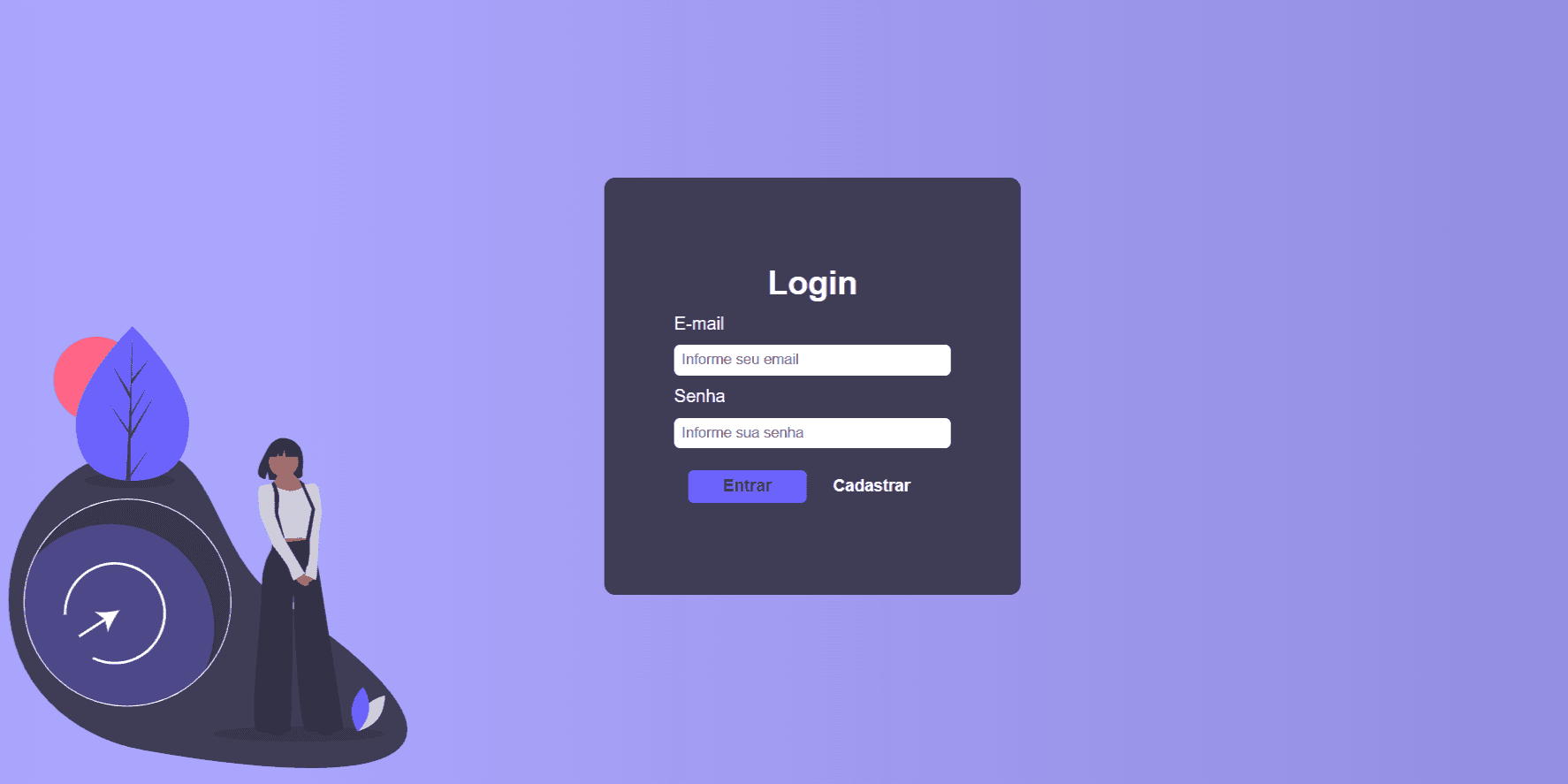 Imagem da página inicial do meu projeto de Login/Cadastro